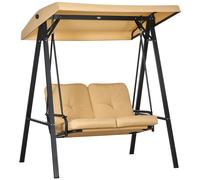 Outsunny Two-Seater Garden Swing Bench, with Adjustable Canopy - Beige Aosom UK