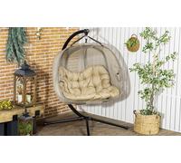 Outsunny Double Hanging Egg Chair 2 Seaters Swing Hammock W/ Cushion In Brown Brown