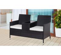 Outsunny Rattan Chair Garden Furniture Patio Companion Love Seat Table In Black Black