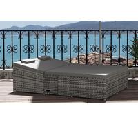 Outsunny Two-Seater Rattan-Effect Day Bed with Fire Retardant Cushions