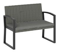 Outsunny Two-Seater Rattan Garden Bench - Grey/Black