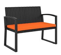Outsunny Two-Seater Rattan Garden Bench - Orange