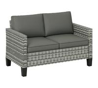 Outsunny Two-Seater Rattan Outdoor Sofa - Light Grey