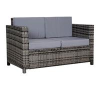 Outsunny Two-Seater Rattan Sofa - Mixed Grey