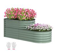 Outsunny Two-Tier Galvanised Steel Garden Planter - Light Green