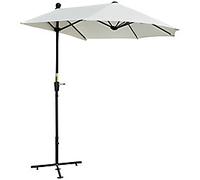 Outsunny 2m Half Garden Parasol Market Umbrella w/ Crank, Cream White