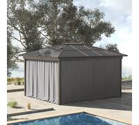 Outsunny 3x3m Gazebo Replacement Sidewall Set - 4 Grey Panels with C-Rings & Hooks (84C-226V02LG)