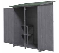Outsunny Garden Storage Shed Tool Organizer w/ Table - 139x75x160cm - Grey | TJ Hughes