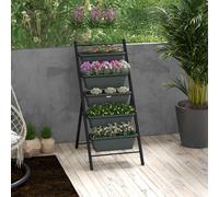 Outsunny Vertical Raised Garden Bed with 5 Removable Tray, Indoor Outdoor Elevated Plant Stand Grow Container for Vegetable Flowers Herbs, Charcoal Grey