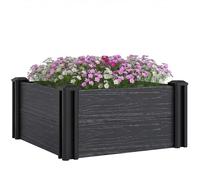 Outsunny Vinyl Raised Garden Bed Kit, 2 x 2 x 1ft Modular Elevated Garden Box with Slotting Legs and Open Bottom, Outdoor Raised Planter Box for Flowers Herbs Vegetables, Dark Grey