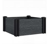 Outsunny Vinyl Raised Garden Bed Kit, 2 x 2 x 1ft Modular Elevated Garden Box with Slotting Legs and Open Bottom, Dark Grey