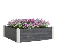 Outsunny Vinyl Raised Garden Bed Kit, 3 x 3 x 1ft Modular Elevated Garden Box with Slotting Legs and Open Bottom, Outdoor Raised Planter Box for Flowers Herbs Vegetables, Dark Grey