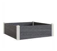 Outsunny Vinyl Raised Garden Bed Kit, 3 x 3 x 1ft Modular Elevated Garden Box with Slotting Legs and Open Bottom, Dark Grey