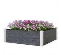 Outsunny Vinyl Raised Garden Bed Kit, 3 X 3 X 1Ft Modular Garden Box In Dark Grey Dark Grey