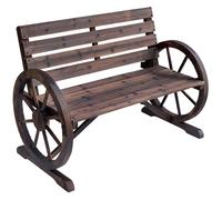 Outsunny Wooden Wagon Wheel Bench, Brown