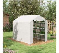 Outsunny Walk-in Greenhouse with 4 Tier 24 Shelves, Portable Grow House with Roll-up Zipped Door, 244 x 180 x 210 cm, White