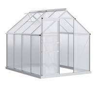 Outsunny Walk-In Greenhouse, Aluminium Frame with Polycarbonate to Shelter Inner Plants, Silver-Tone Aosom UK