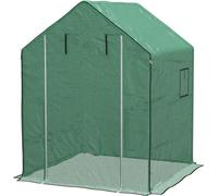Outsunny Walk-in Greenhouse Cover Replacement with Door and Mesh Windows, Green
