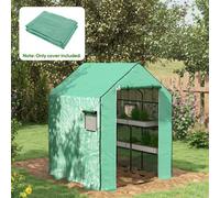 Outsunny Walk-In Greenhouse Cover Replacement With Door And Mesh Windows, Green