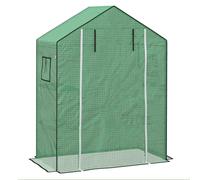Outsunny Walk-in Greenhouse Cover Replacement with Roll-up Door and Mesh Windows, Reinforced PE Hot House Cover, COVER ONLY, 140 x 73 x 190cm, Green Green