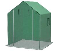 Outsunny Walk-in Greenhouse Cover Replacement with Roll-up Door and Mesh Windows, Reinforced PE Hot House Cover, COVER ONLY, 140 x 143 x 190cm, Green Green