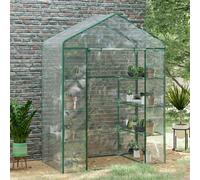 Outsunny 143Lx73Wx195H cm Steel Frame Polytunnel Greenhouse-Deep Green