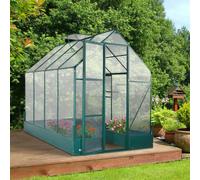 Outsunny Walk-in Greenhouse Garden Polycarbonate Aluminium w/ Smart Window 6x6ft