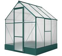 Outsunny Walk-in Greenhouse Garden Polycarbonate Aluminium w/ Smart Window 6x6ft - 6x6ft - Polycarbonate Aluminium