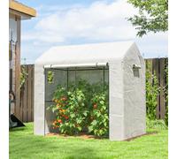 Outsunny Walk-In Greenhouse, Green House With Mesh Windows, White