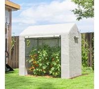 OUTSUNNY Walk-in Greenhouse, Green House with Mesh Windows, White Outsunny White