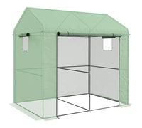 Outsunny Walk-in Greenhouse w/ Roll-up Door 200x140x200cm, Green