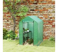 OUTSUNNY Walk in Greenhouse w/Shelves Steeple Grow House 120 x 186 x 190 cm in Green Outsunny Green 120 x 186 x 190 cm
