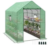 Outsunny Walk-in Greenhouse with 3 Tier 12 Shelves 140 x 213 x 190 cm Green