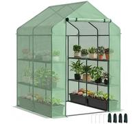 Outsunny Walk in Greenhouse with Shelves for Garden 143x138x190cm Green