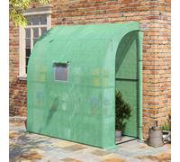 OUTSUNNY Walk-In Lean to Wall Greenhouse w/Window, Door, Shelf 200L x 100W x 213Hcm in Green Outsunny Green