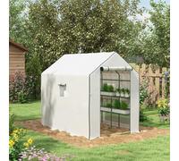 Outsunny Walk-in Outdoor Green House with Door and Mesh Windows, White