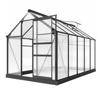 Outsunny Walk-In Polycarbonate Greenhouse Plant Grow Galvanized Aluminium In Grey Grey