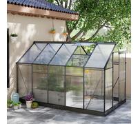 OUTSUNNY Walk-In Polycarbonate Greenhouse Plant Grow Galvanized Aluminium in Grey Outsunny Grey