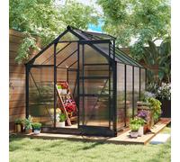 Outsunny 6x8ft Walk-In Polycarbonate Greenhouse Plant Grow Galvanized Aluminium | TJ Hughes