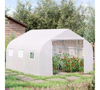 OUTSUNNY Walk-In Polytunnel Greenhouse Garden Growhouse w/ Roll Up Door in Off-White Outsunny Off-White