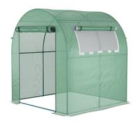 Outsunny Walk In Polytunnel Greenhouse Green House For Garden With Roll-Up Window And Door 1.8 X 1.8 X 2 M Green
