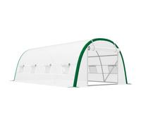 Outsunny Walk-in Polytunnel Greenhouse Tunnel Warm House Tent with Zipped Doors, 8 Mesh Windows, PE Cover, 6 x 3 m, White