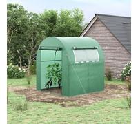 Outsunny Walk in Polytunnel Greenhouse with Roll-up Window and Door Green, Green