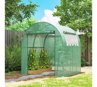 OUTSUNNY Walk in Polytunnel Greenhouse with Roll-up Window & Door in Green Outsunny Green