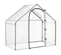 Outsunny Walk In Tomato Greenhouse Garden Outdoor Mini Greenhouse Flower Planter Steel Frame with Zipped Door & Window, PVC Cover, 180 x 100 x 168CM, Clear