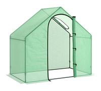 Outsunny Walk-In Portable Greenhouse Mini Grown House Steel Frame Window Green - Green