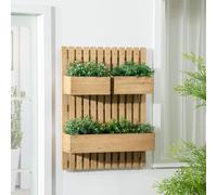 Outsunny Wall-mounted Garden Planters w/ Trellis, Brown