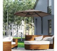 OUTSUNNY Wall Mounted Parasol Patio Umbrella with 180 Degree Rotatable Canopy in Khaki Outsunny Khaki