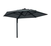 Outsunny Wall-Mounted Parasol Patio Umbrella With Hand To Push System - Khaki/Grey - Dark Grey | TJ Hughes