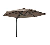 Outsunny Wall-Mounted Parasol Patio Umbrella with Hand to Push System Khaki